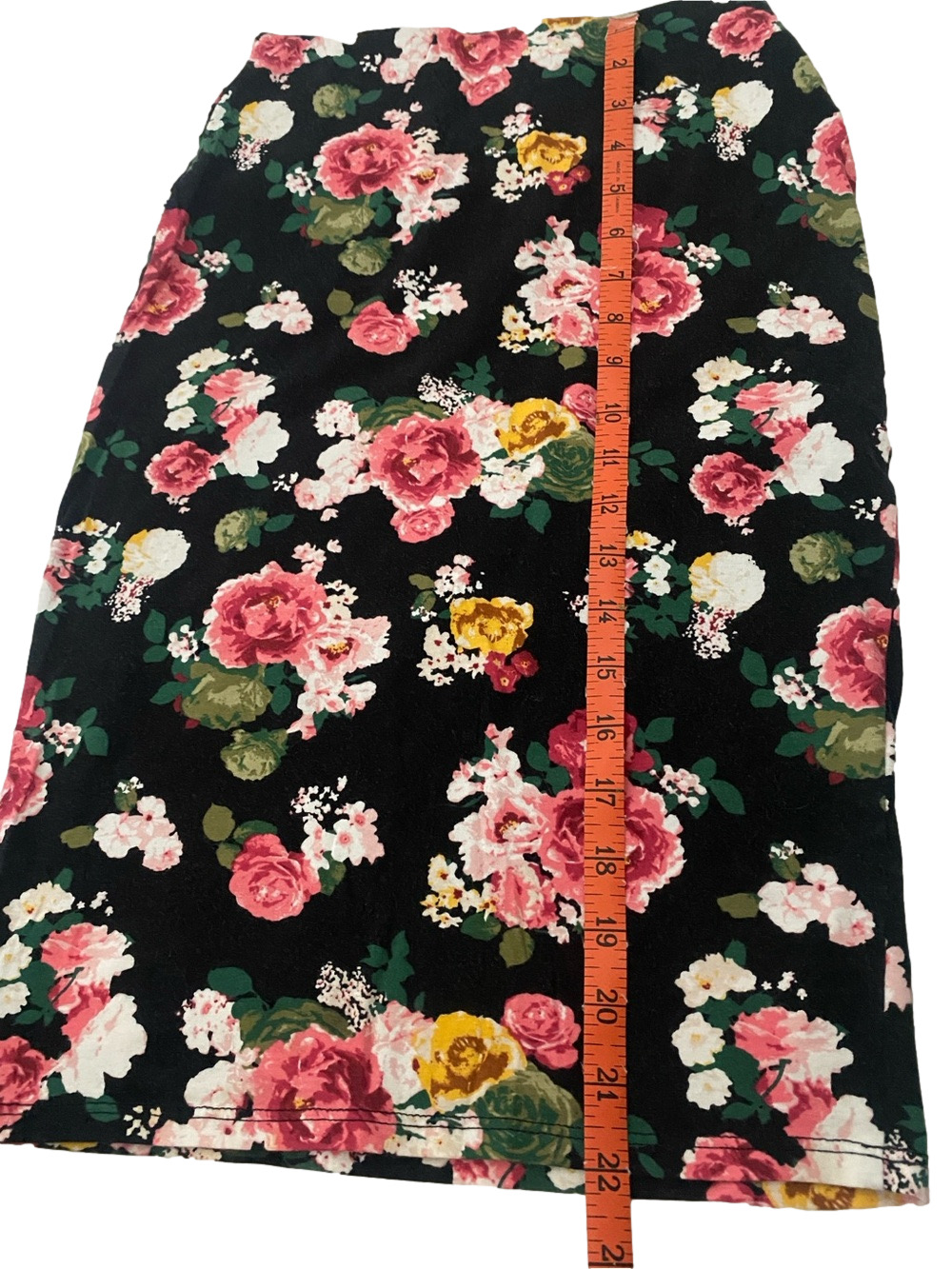 DNA couture Black Pencil Skirt with Pink & Yellow Rose Print - Picture 4 of 5